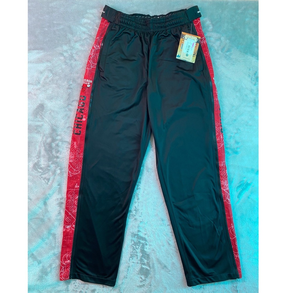 Zipway Chicago Bulls‎ Blueprint Track Pants Men Large Black Red NBA Basketball